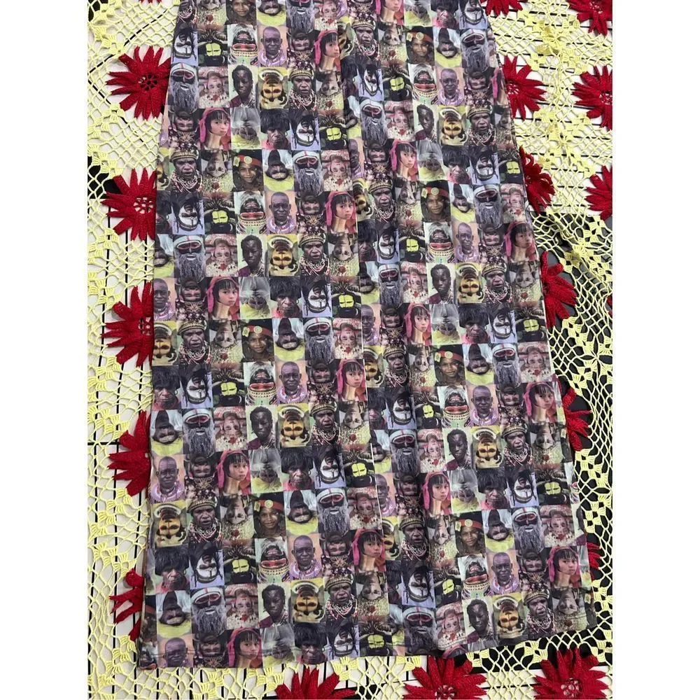 Vintage rare le chateau Y2k around the world faces maxi dress L - Picture 11 of 16